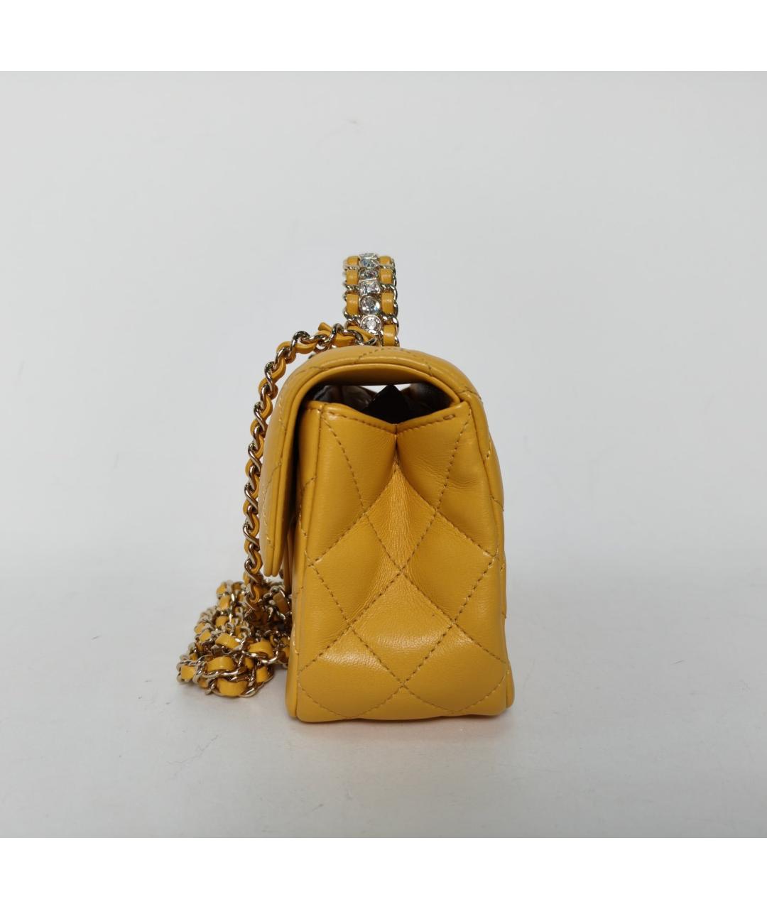 CHANEL Желтая кожаная сумка через плечо, фото 5