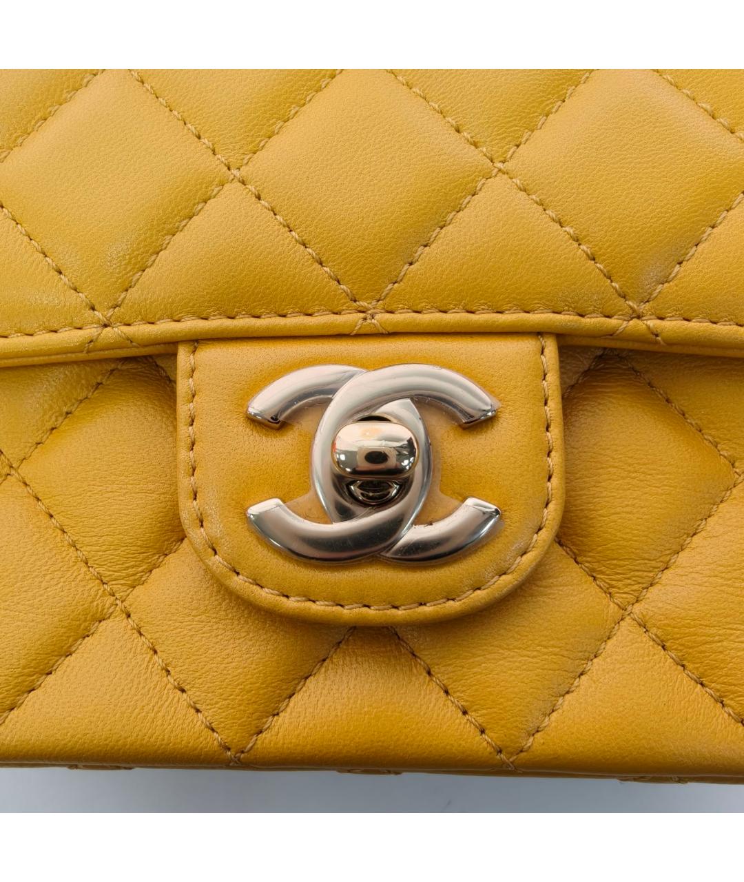 CHANEL Желтая кожаная сумка через плечо, фото 7