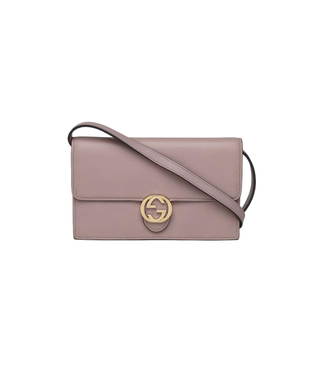 GUCCI Розовая кожаная сумка через плечо, фото 1