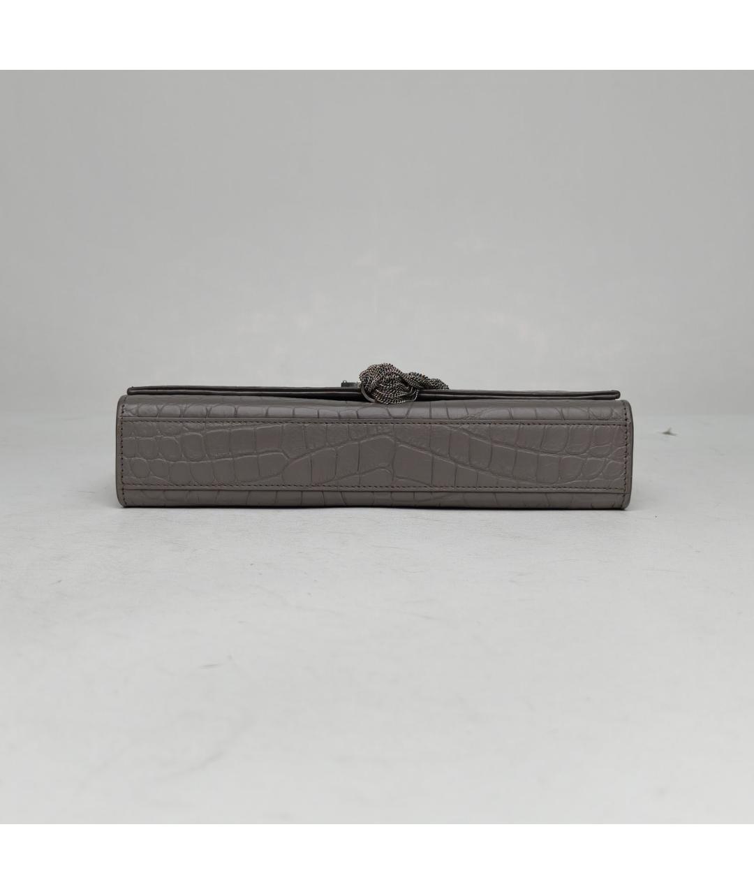 SAINT LAURENT Серая кожаная сумка через плечо, фото 6