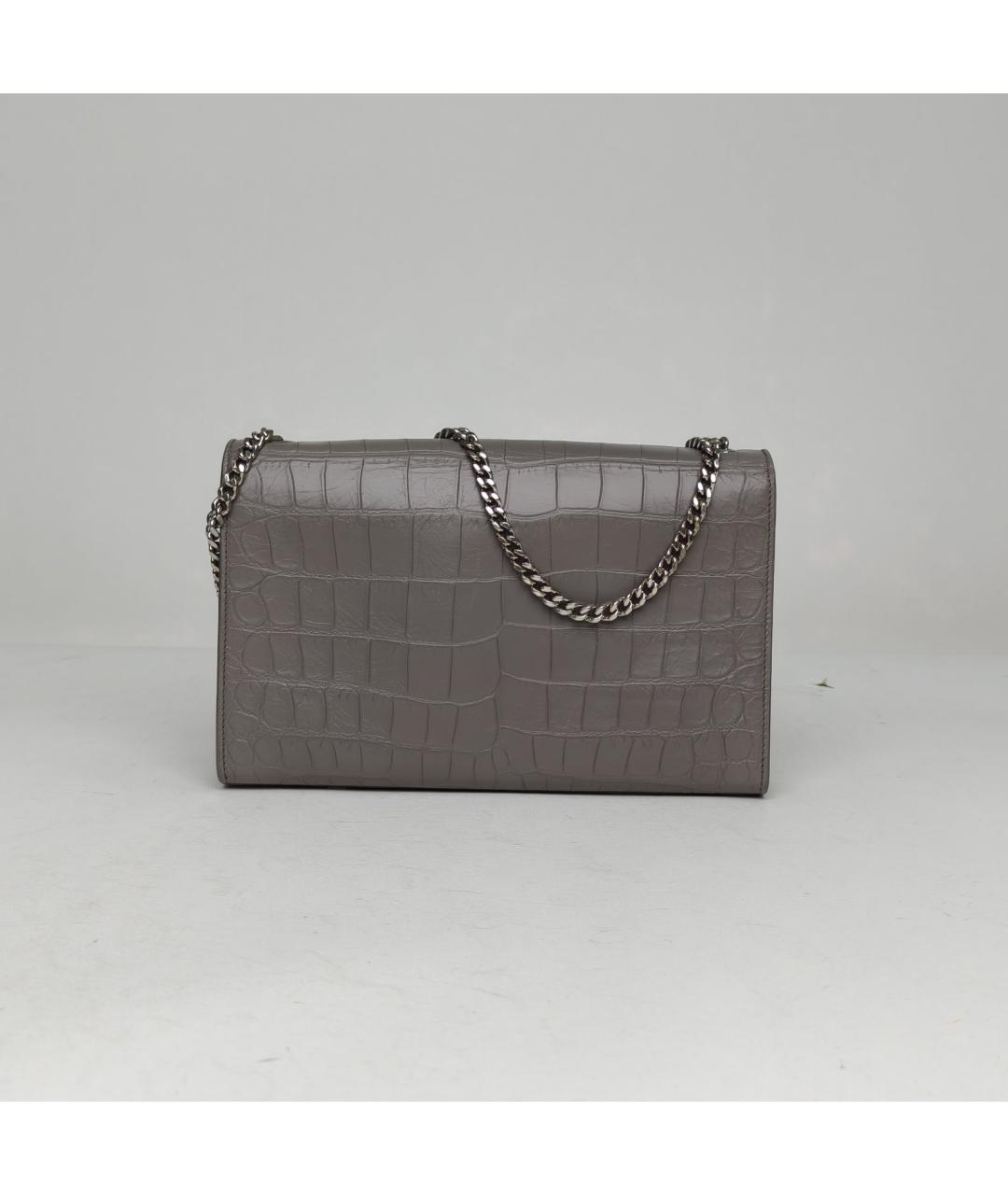 SAINT LAURENT Серая кожаная сумка через плечо, фото 4