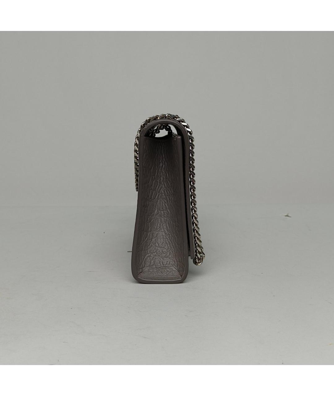 SAINT LAURENT Серая кожаная сумка через плечо, фото 5