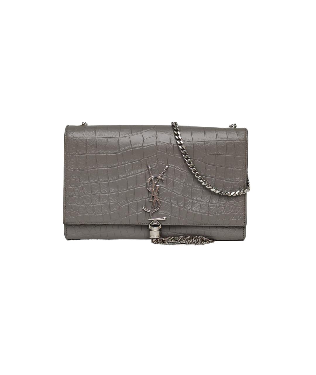 SAINT LAURENT Серая кожаная сумка через плечо, фото 1