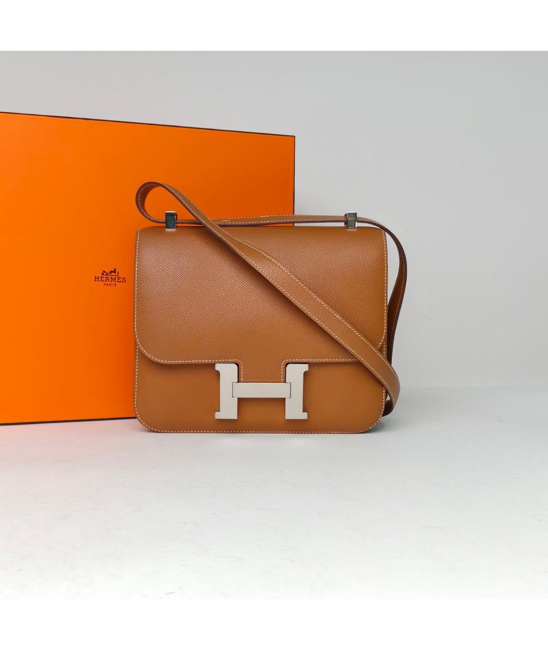 HERMES Коричневая кожаная сумка через плечо, фото 9