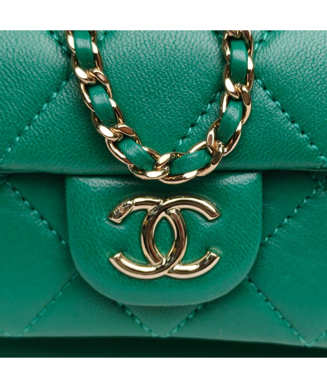 CHANEL Зеленый кожаный рюкзак, фото 8