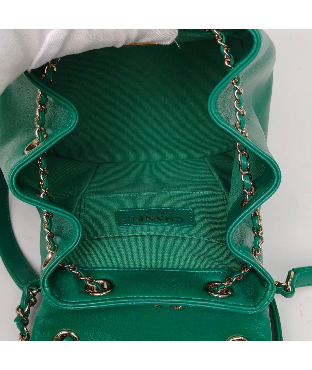 CHANEL Зеленый кожаный рюкзак, фото 7