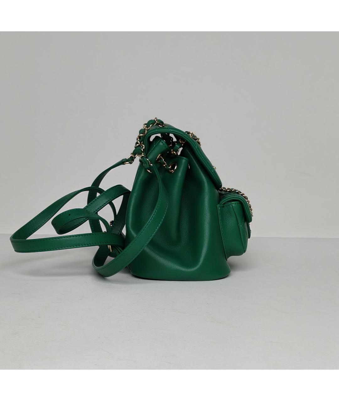 CHANEL Зеленый кожаный рюкзак, фото 5
