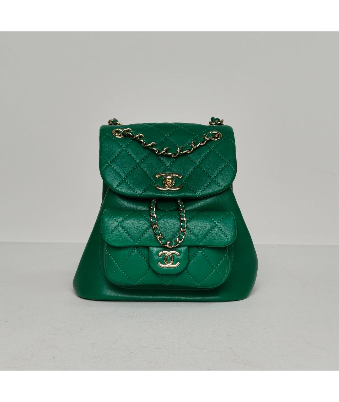 CHANEL Зеленый кожаный рюкзак, фото 2