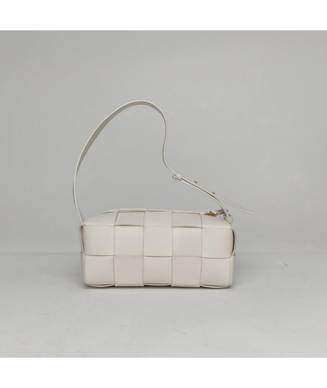 BOTTEGA VENETA Белая кожаная сумка через плечо, фото 3