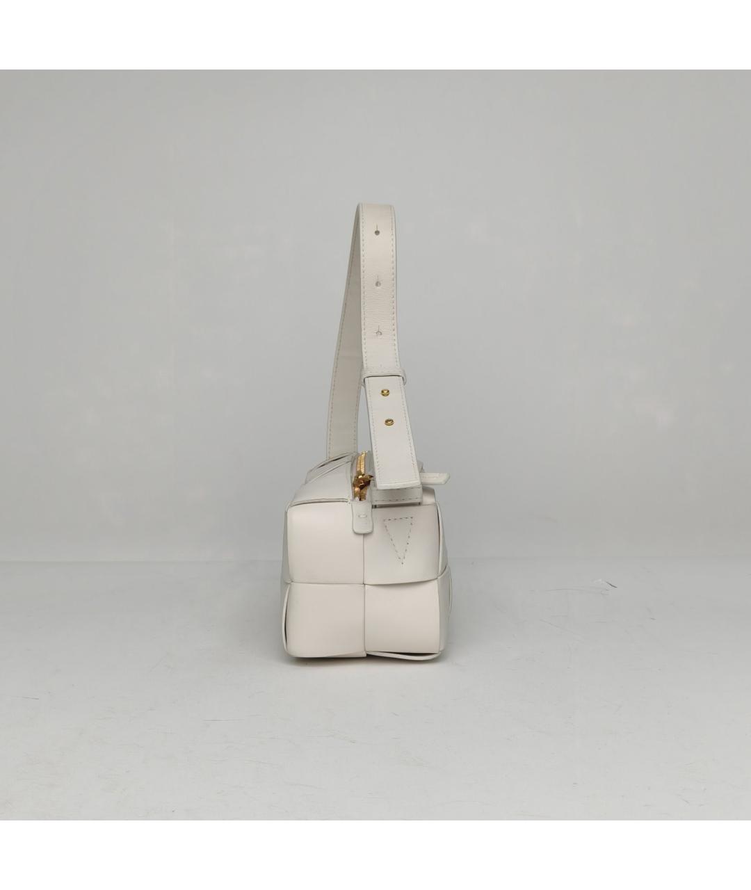 BOTTEGA VENETA Белая кожаная сумка через плечо, фото 4