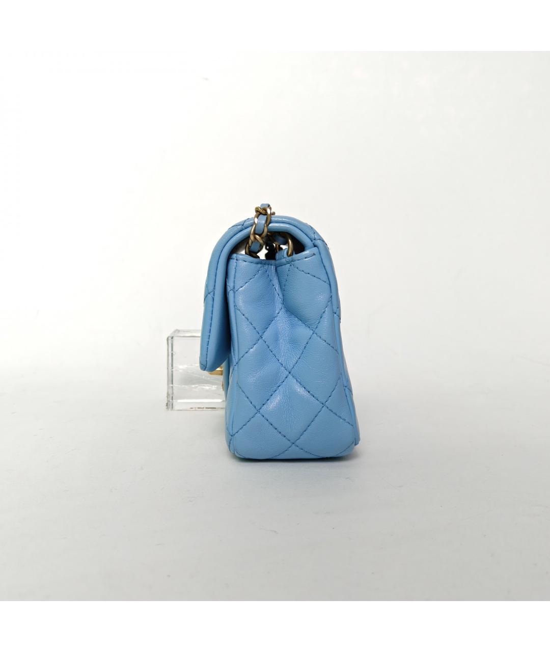 CHANEL Голубая кожаная сумка через плечо, фото 5