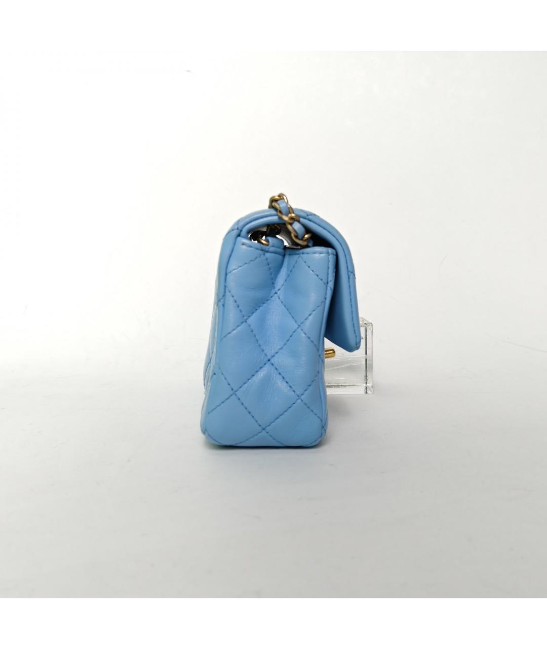CHANEL Голубая кожаная сумка через плечо, фото 3