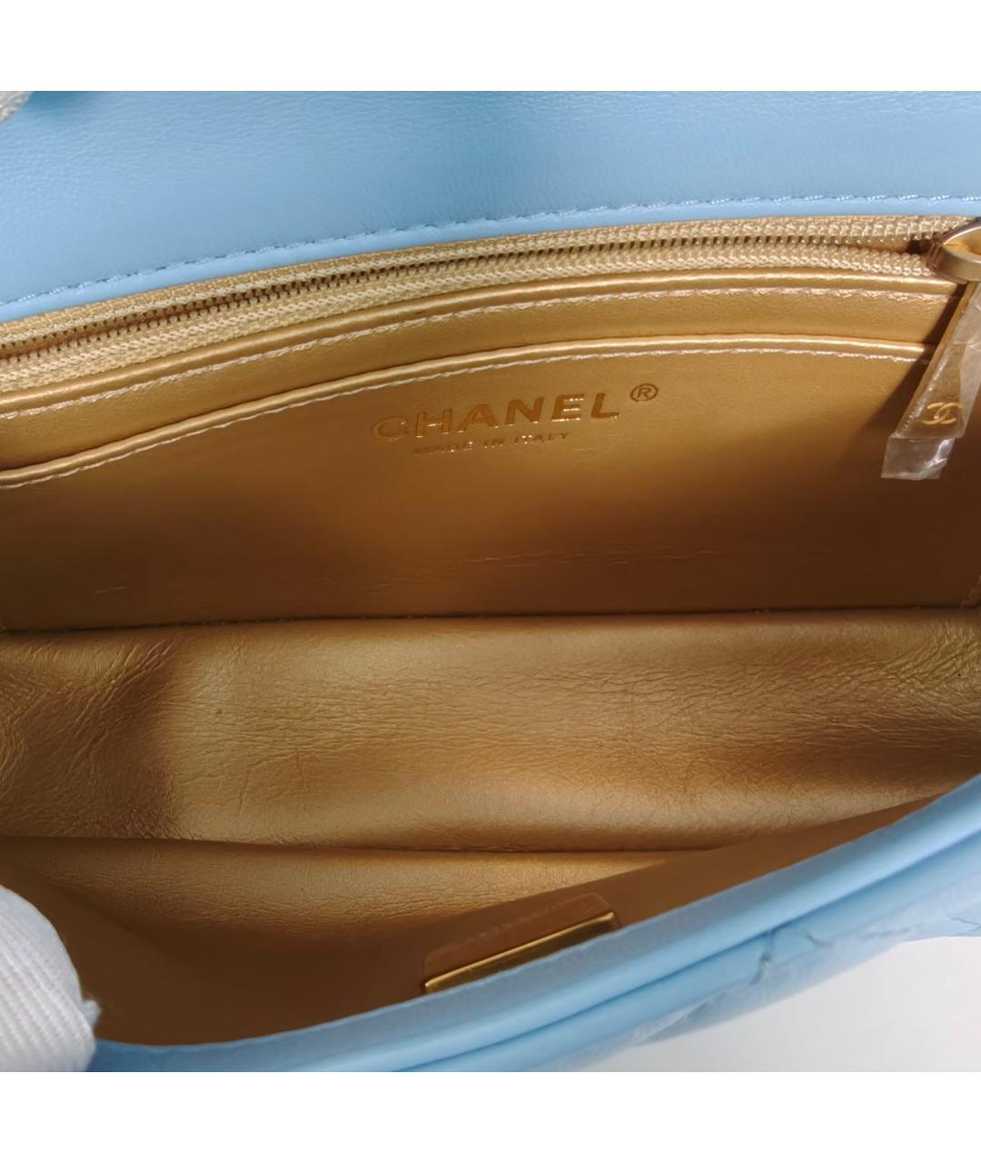 CHANEL Голубая кожаная сумка через плечо, фото 8