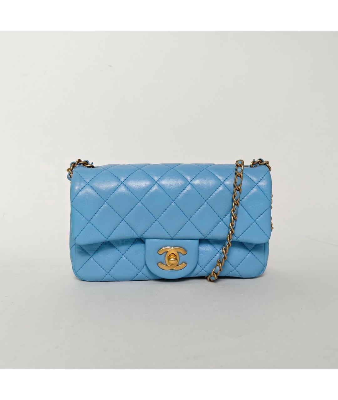 CHANEL Голубая кожаная сумка через плечо, фото 2