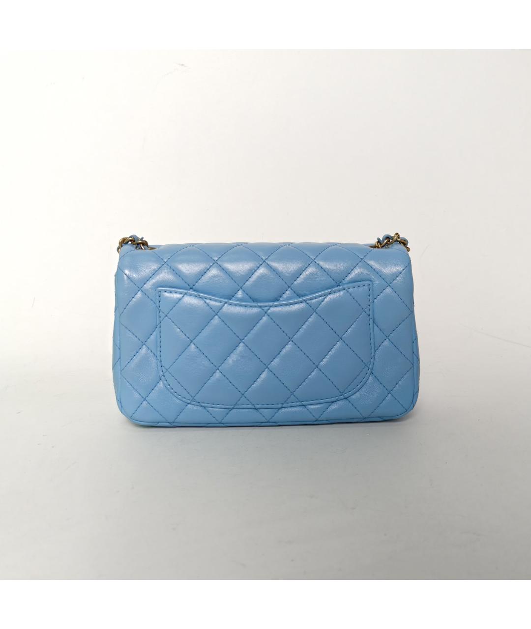 CHANEL Голубая кожаная сумка через плечо, фото 4