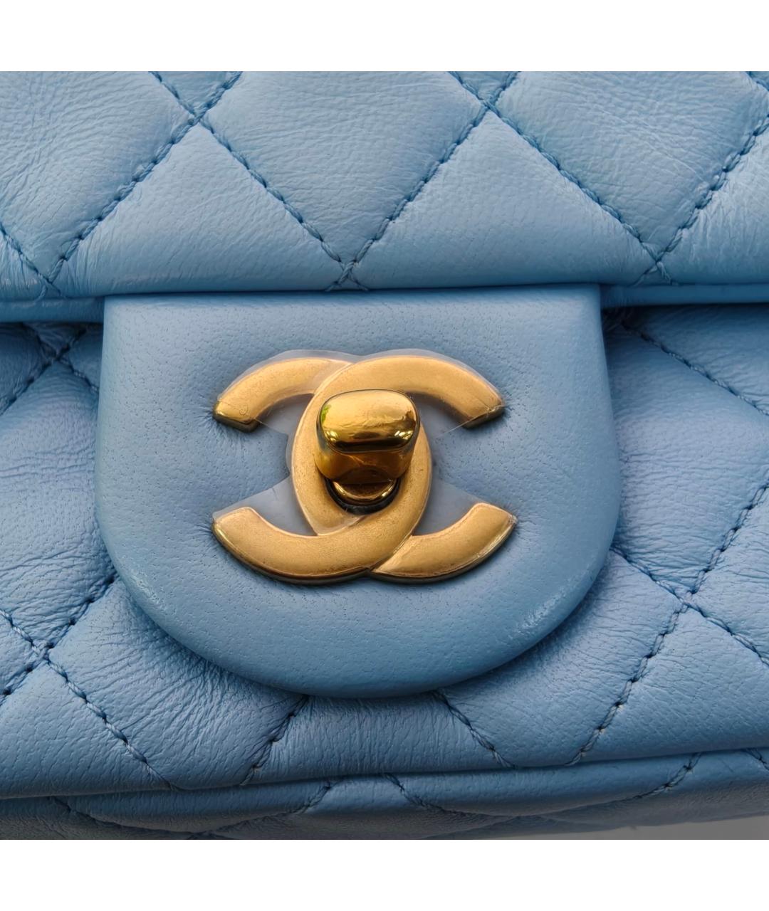 CHANEL Голубая кожаная сумка через плечо, фото 7