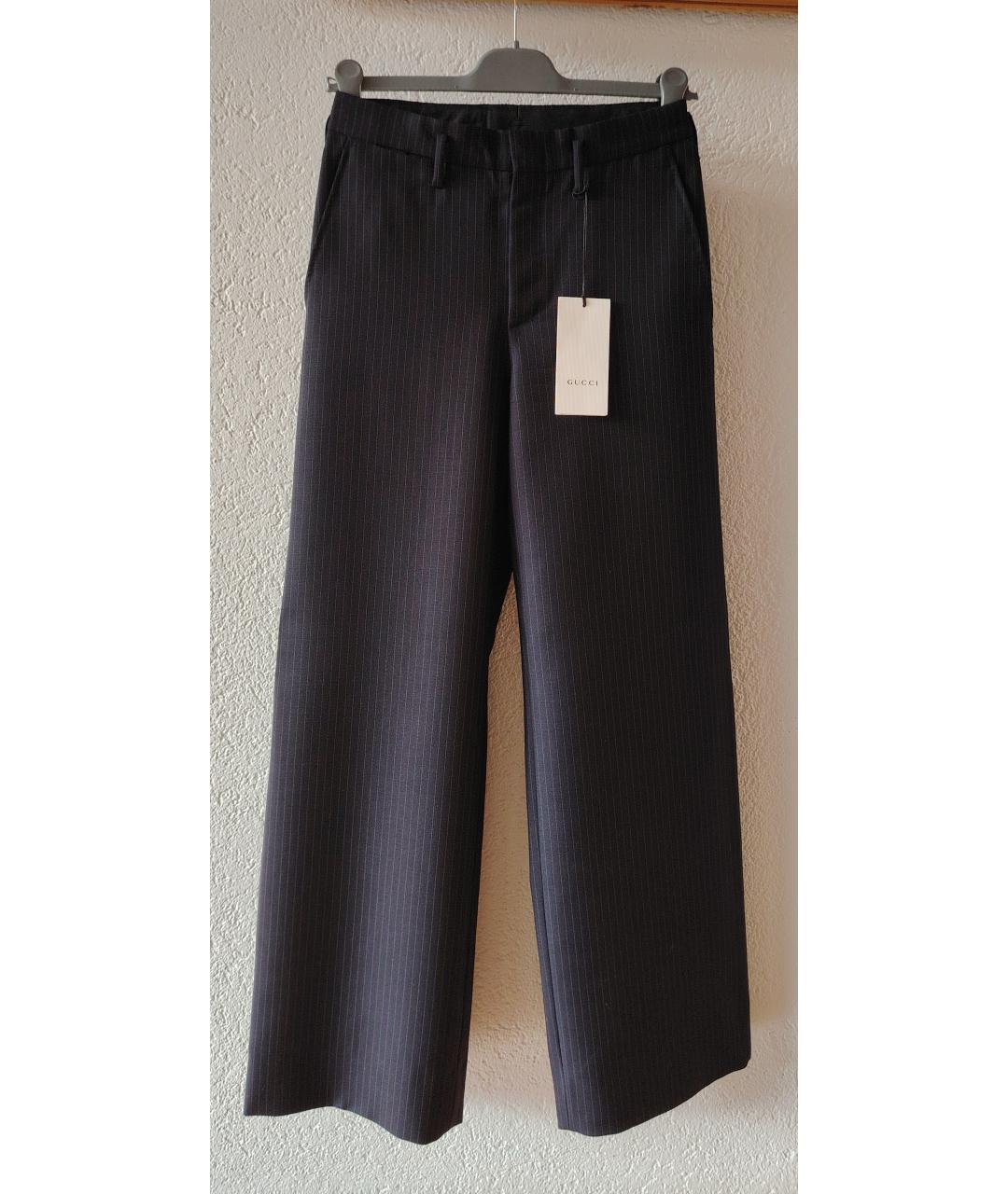 GUCCI Черные шерстяные брюки широкие, фото 10