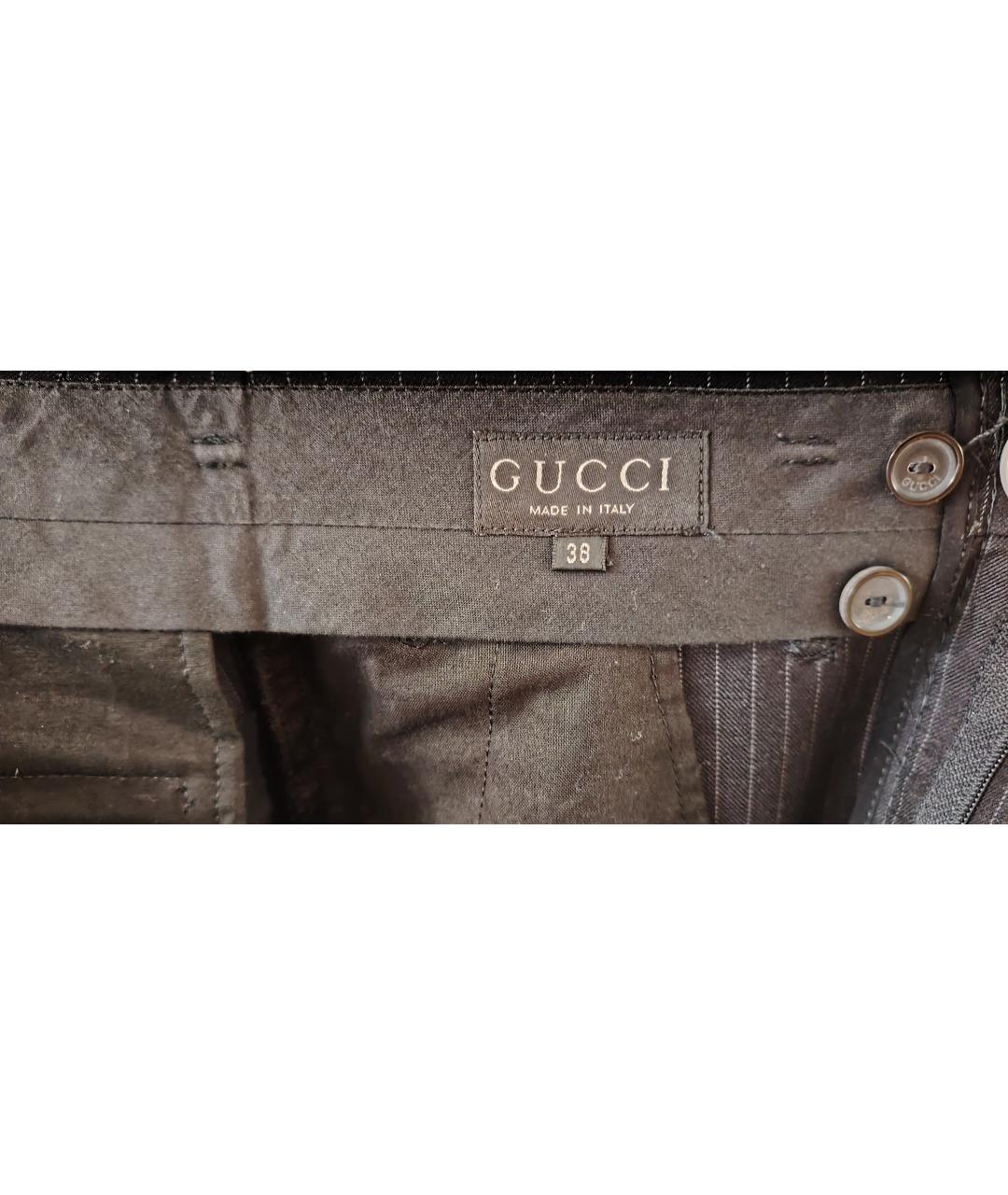 GUCCI Черные шерстяные брюки широкие, фото 4