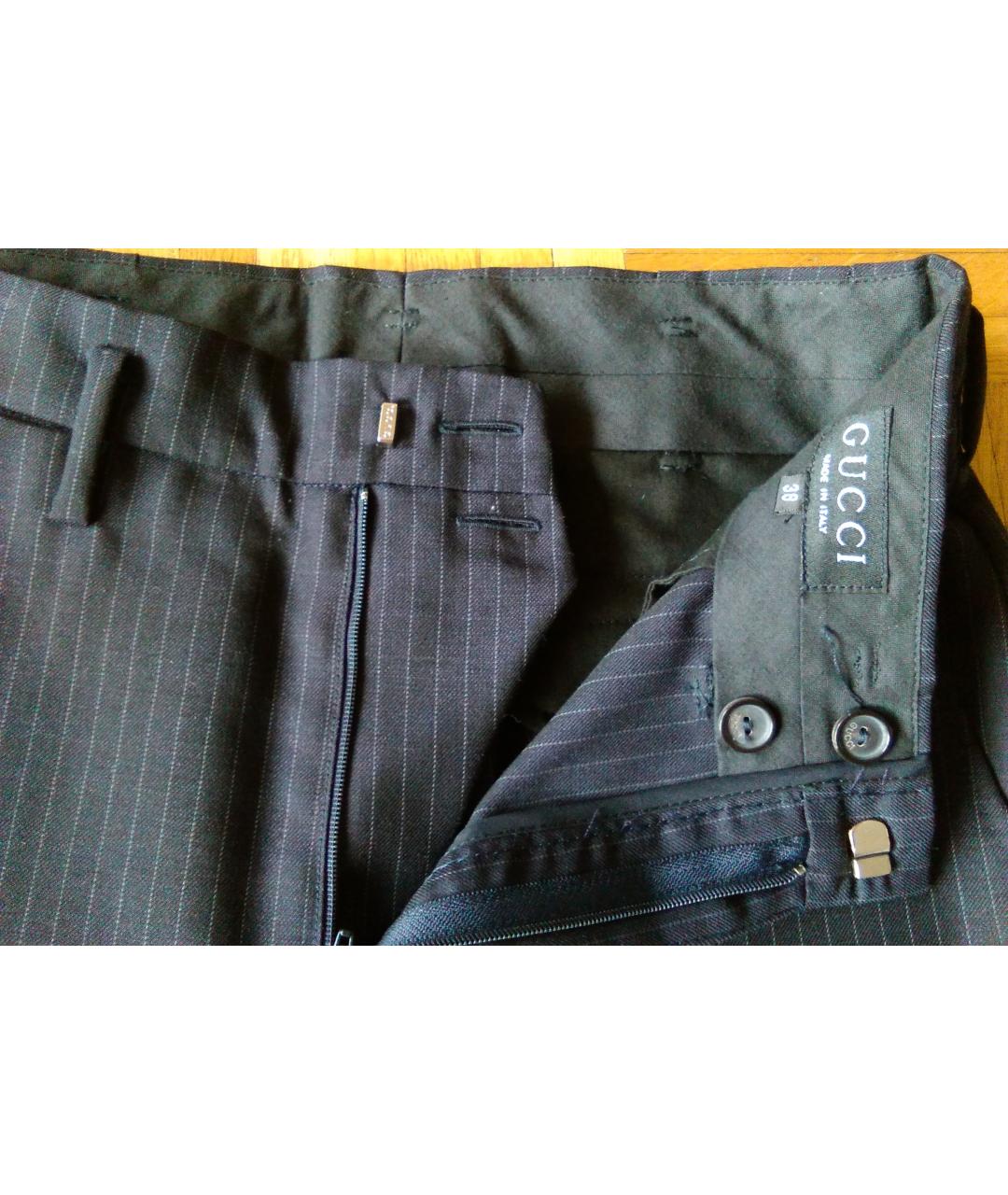 GUCCI Черные шерстяные брюки широкие, фото 3