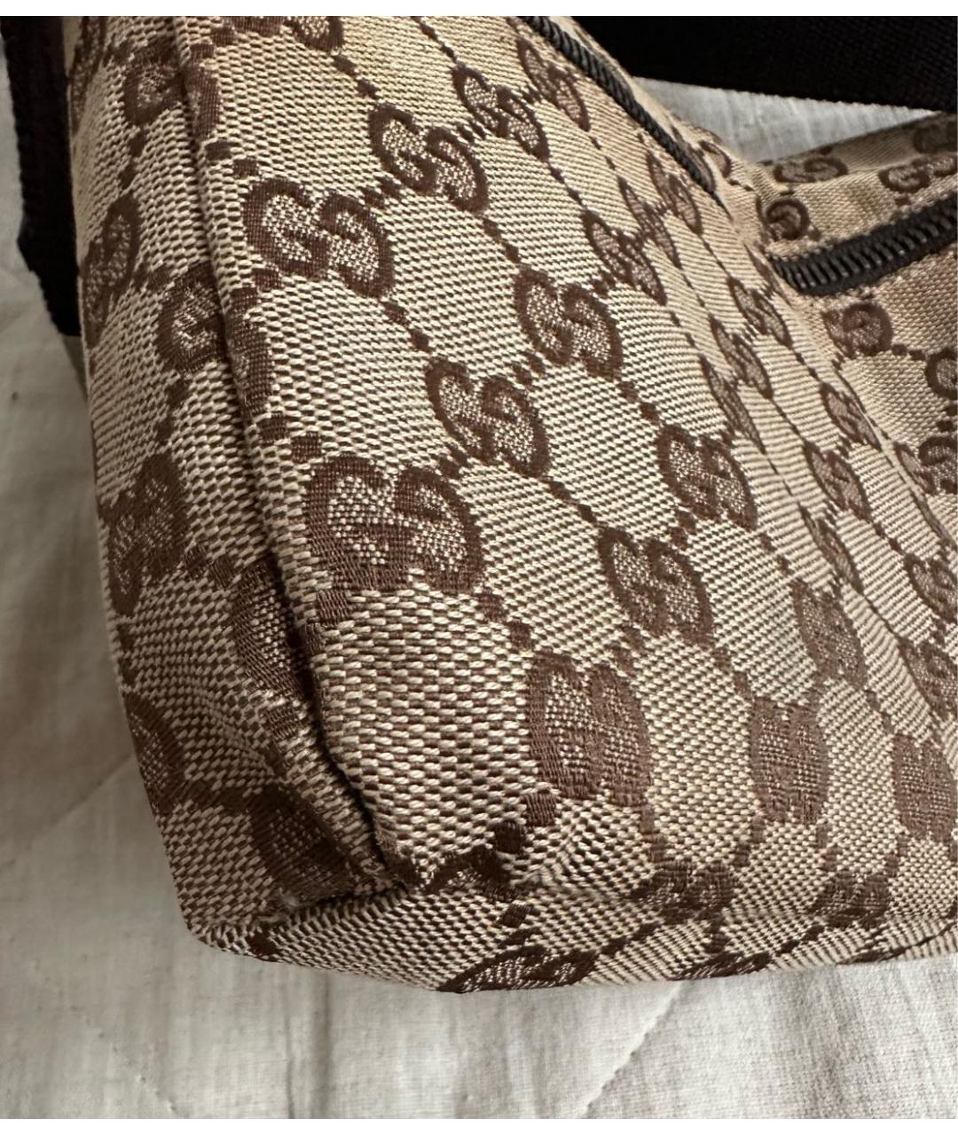 GUCCI Коричневая тканевая поясная сумка, фото 7