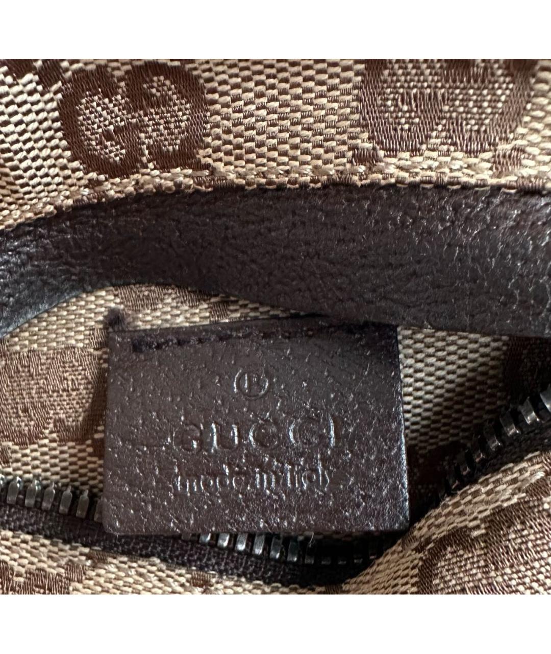 GUCCI Коричневая тканевая поясная сумка, фото 4