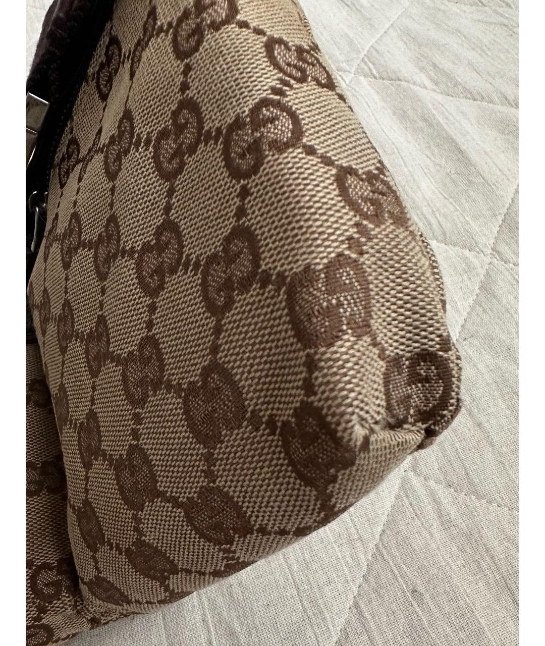GUCCI Коричневая тканевая поясная сумка, фото 6