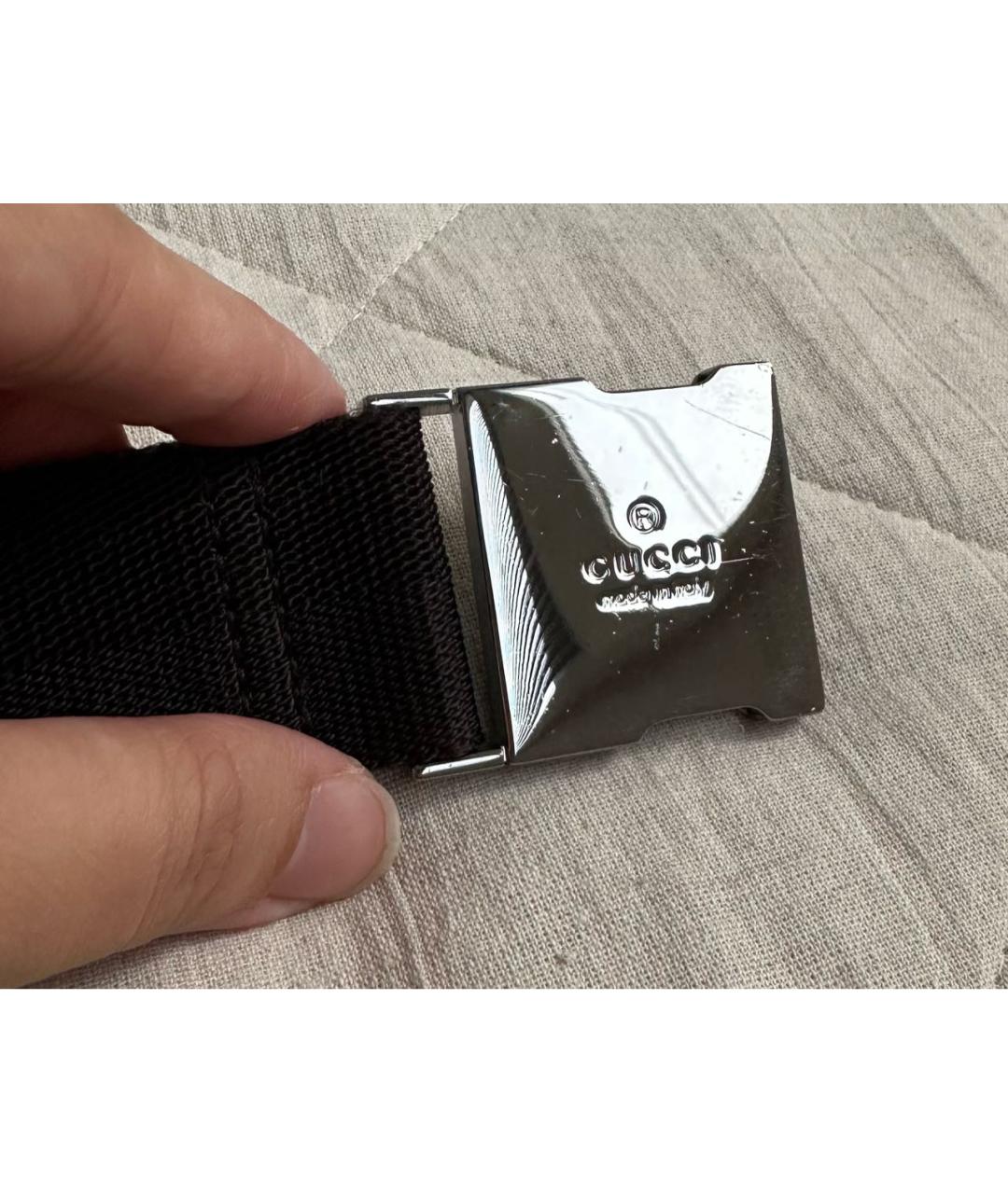 GUCCI Коричневая тканевая поясная сумка, фото 5