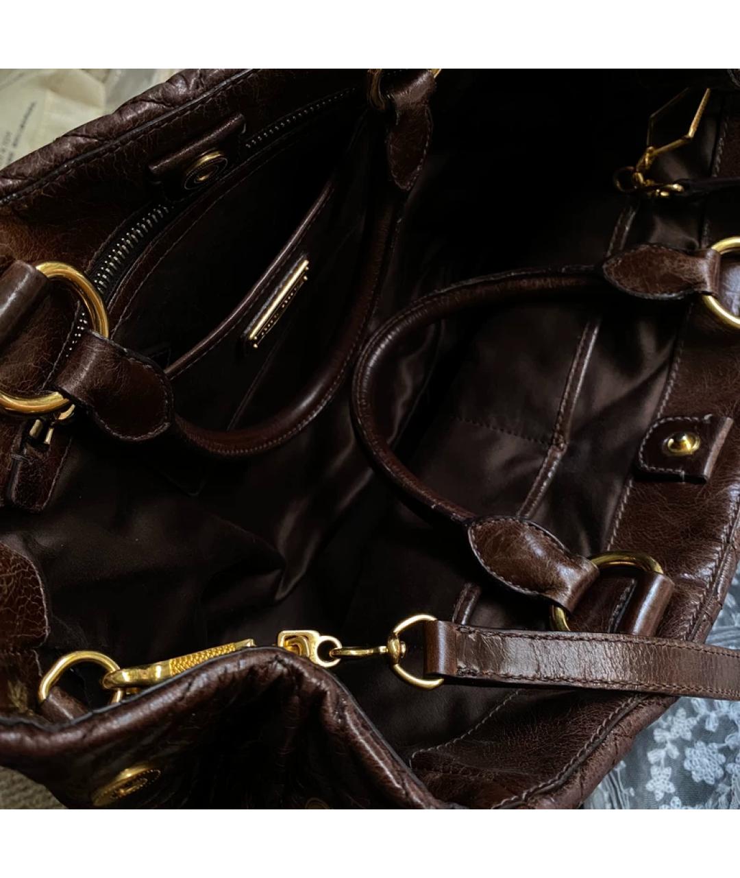 MIU MIU Коричневая кожаная сумка с короткими ручками, фото 3