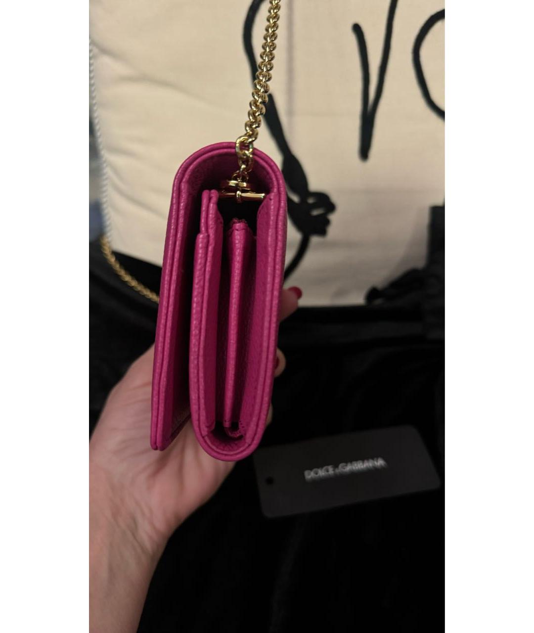 DOLCE&GABBANA Розовая кожаная сумка через плечо, фото 6