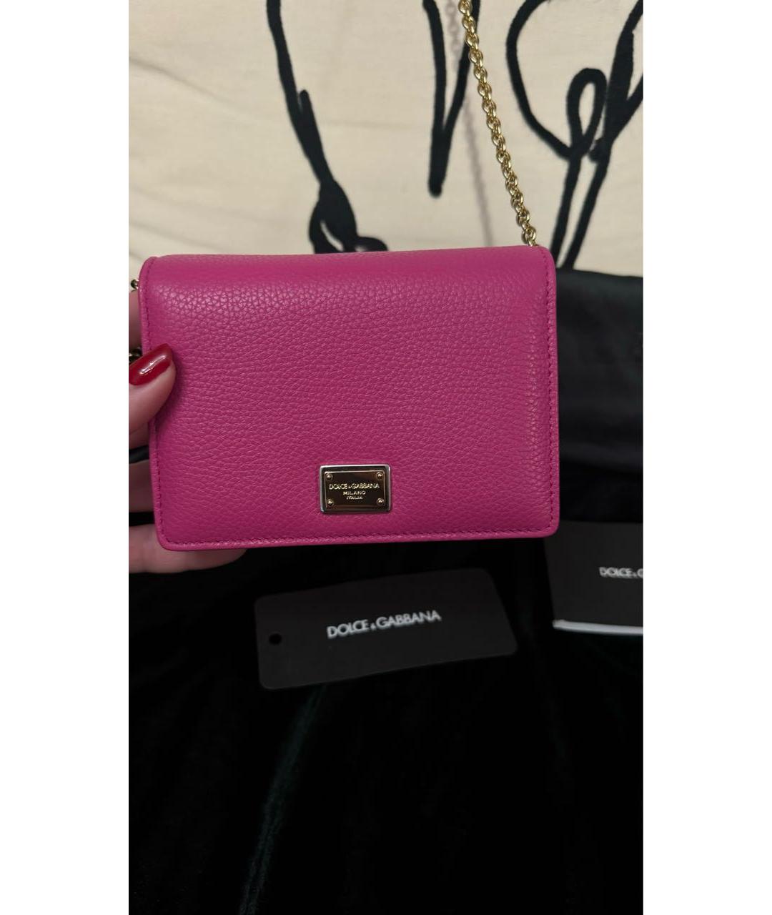 DOLCE&GABBANA Розовая кожаная сумка через плечо, фото 8