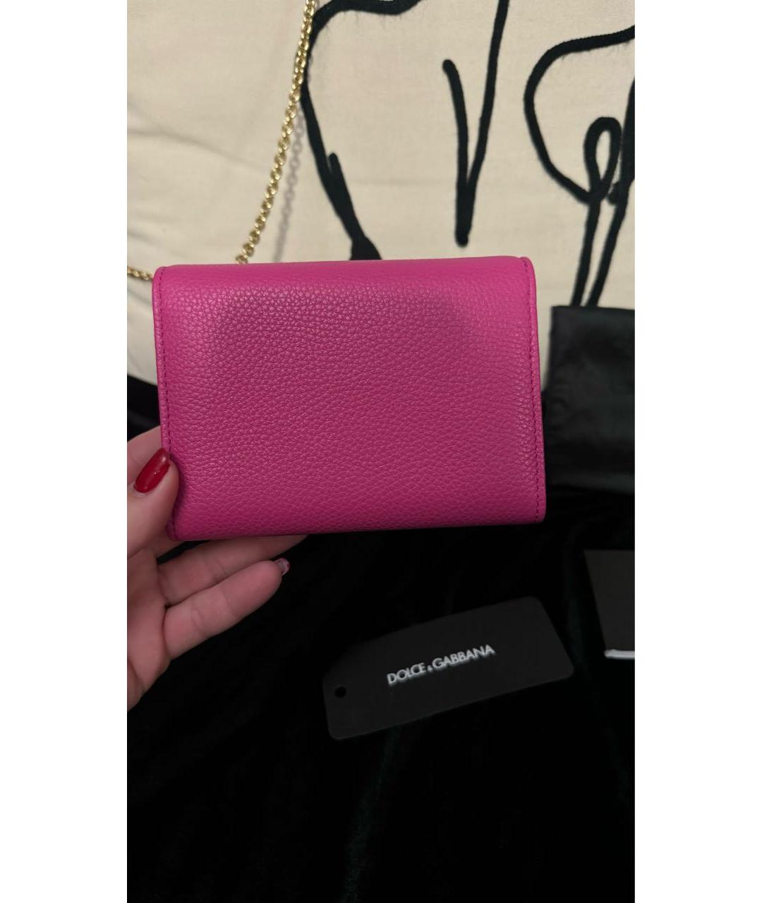 DOLCE&GABBANA Розовая кожаная сумка через плечо, фото 3