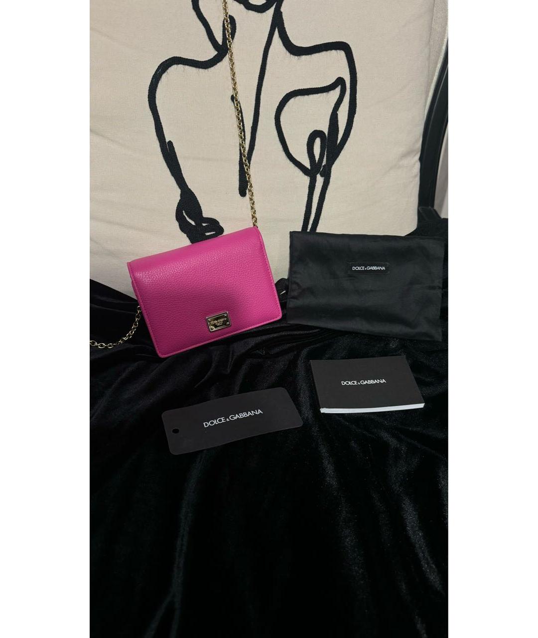 DOLCE&GABBANA Розовая кожаная сумка через плечо, фото 7