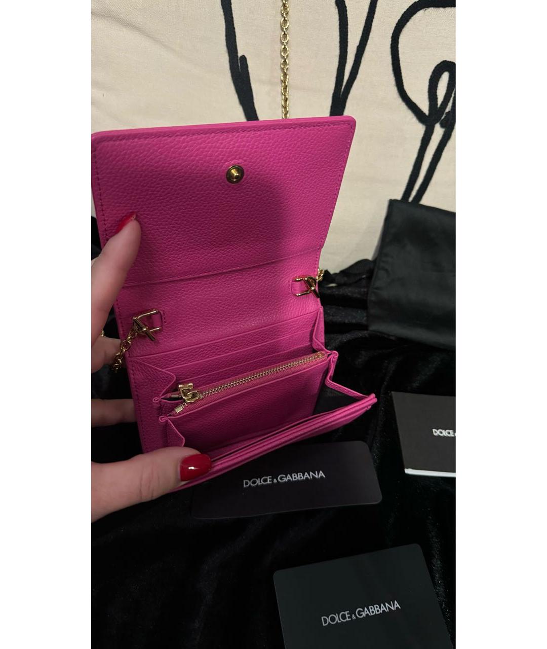 DOLCE&GABBANA Розовая кожаная сумка через плечо, фото 4