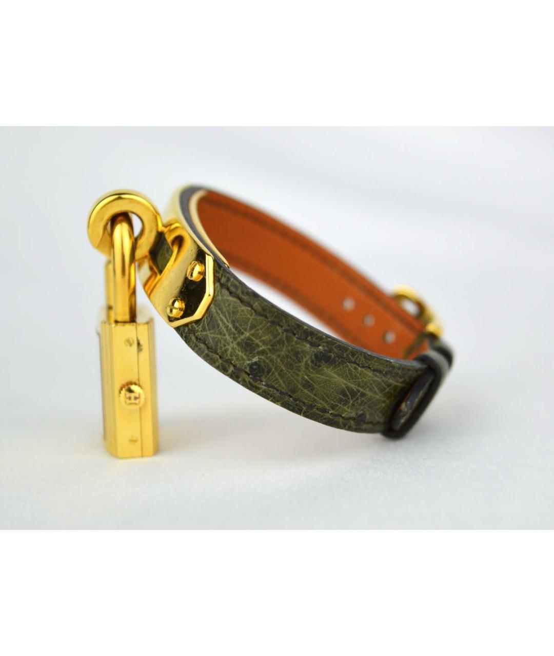 HERMES Хаки позолоченные часы, фото 3