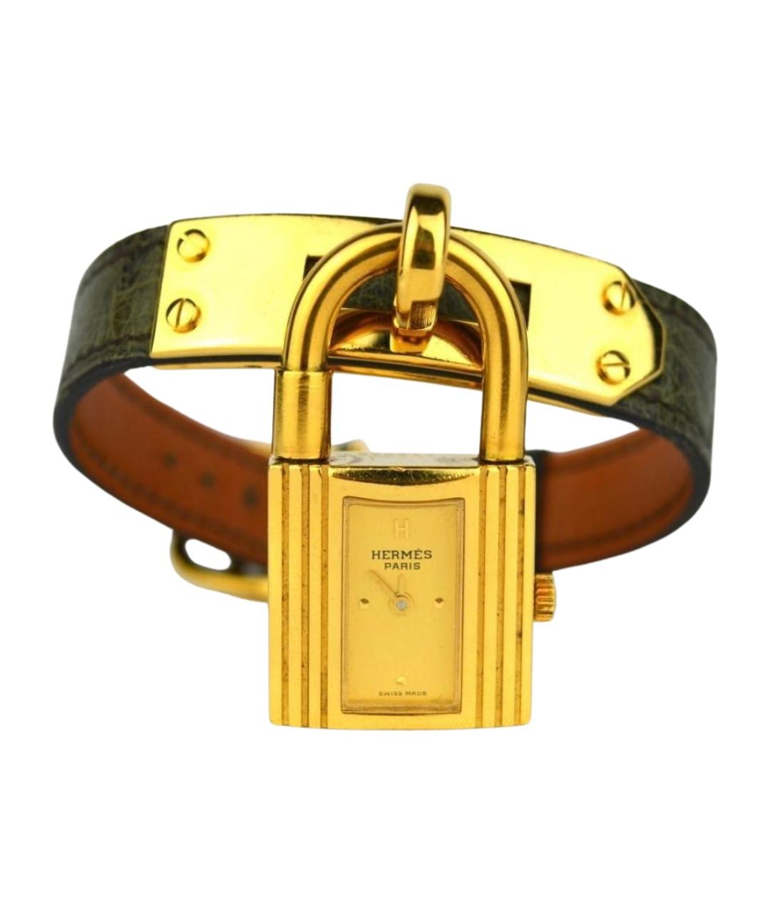 HERMES Хаки позолоченные часы, фото 1