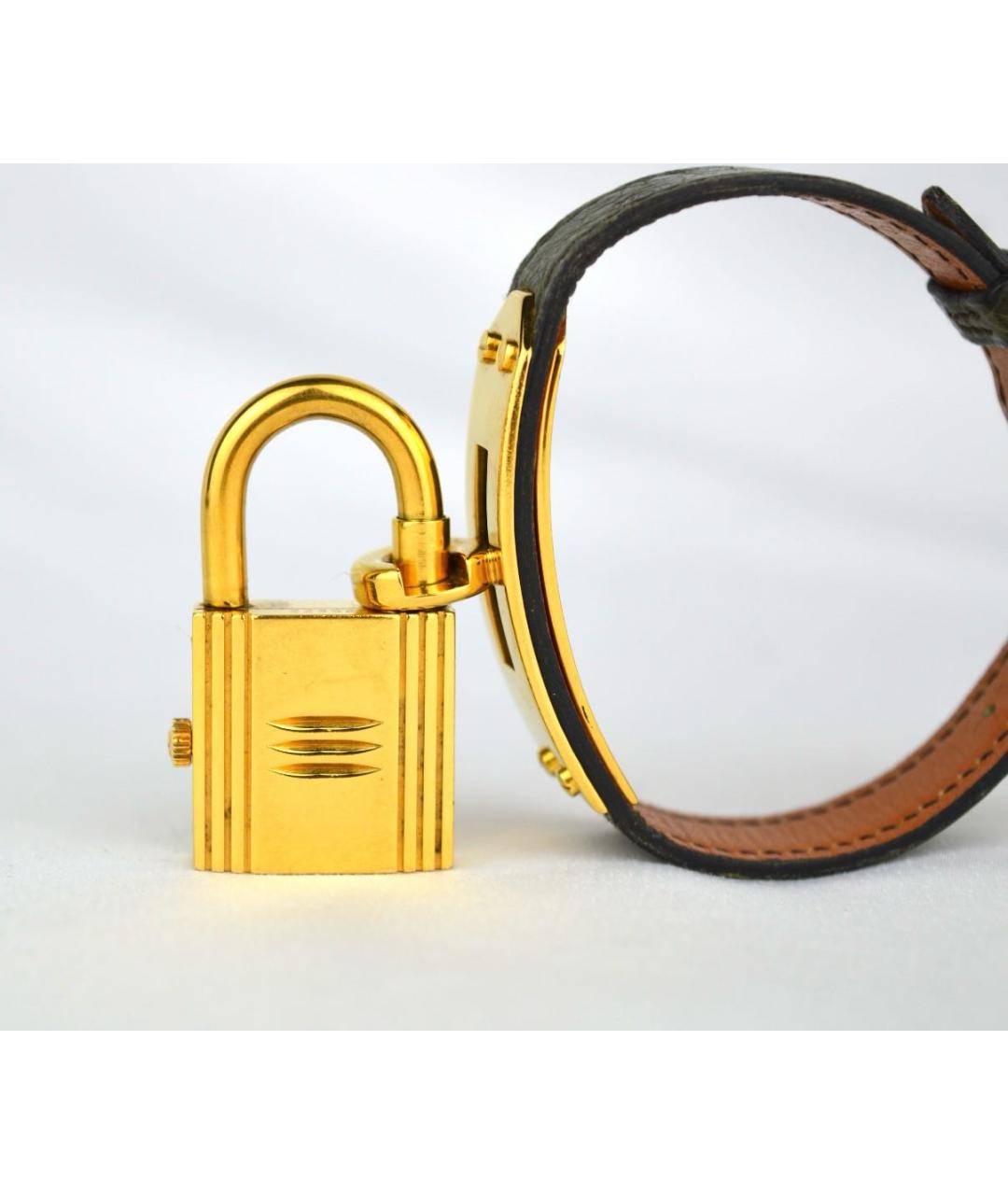 HERMES Хаки позолоченные часы, фото 2