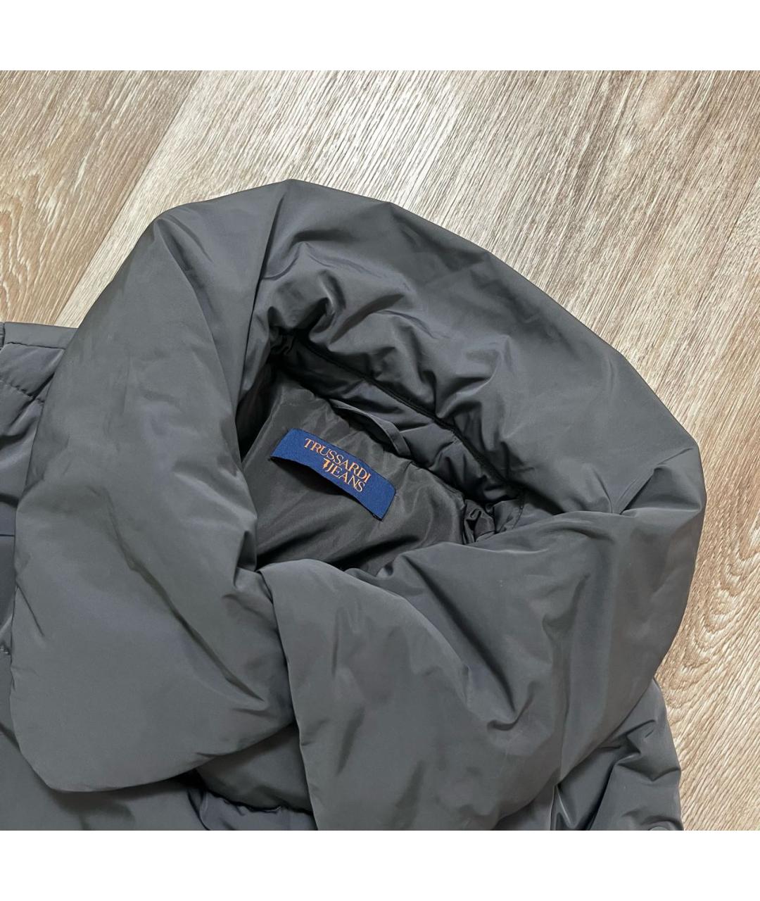 TRUSSARDI Серый полиэстеровый пуховик, фото 4
