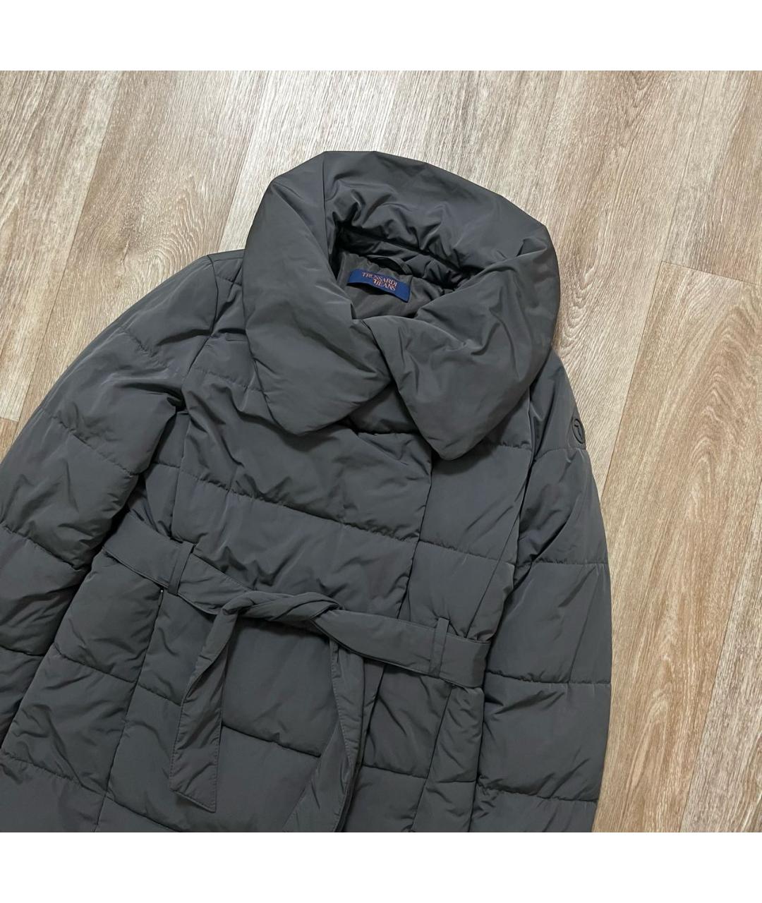 TRUSSARDI Серый полиэстеровый пуховик, фото 2