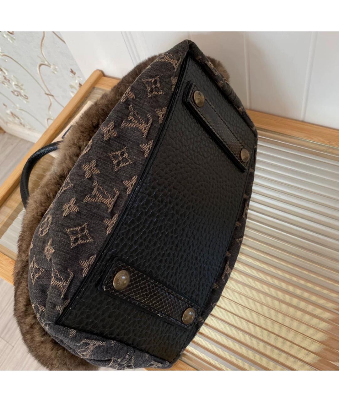 LOUIS VUITTON Коричневая деним сумка с короткими ручками, фото 4