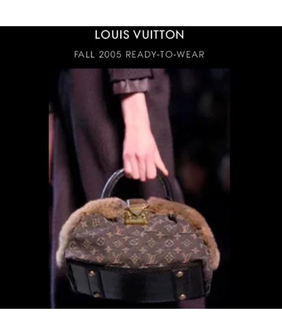 LOUIS VUITTON Коричневая деним сумка с короткими ручками, фото 6