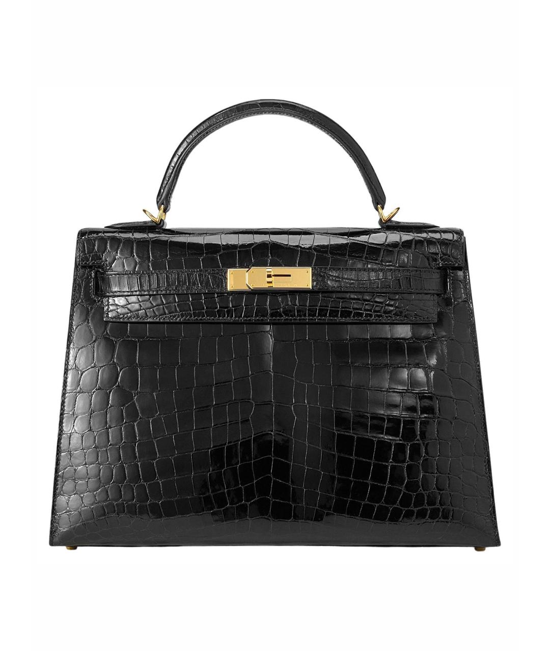 HERMES Черная кожаная сумка с короткими ручками, фото 1