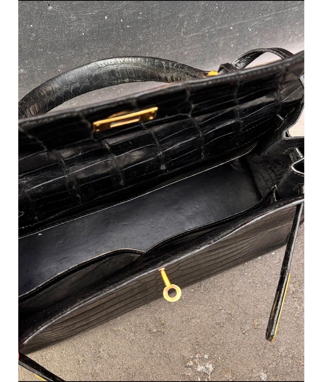 HERMES Черная кожаная сумка с короткими ручками, фото 6