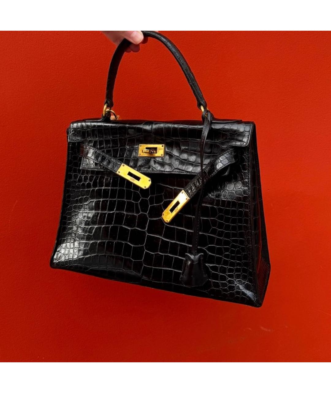 HERMES Черная кожаная сумка с короткими ручками, фото 7