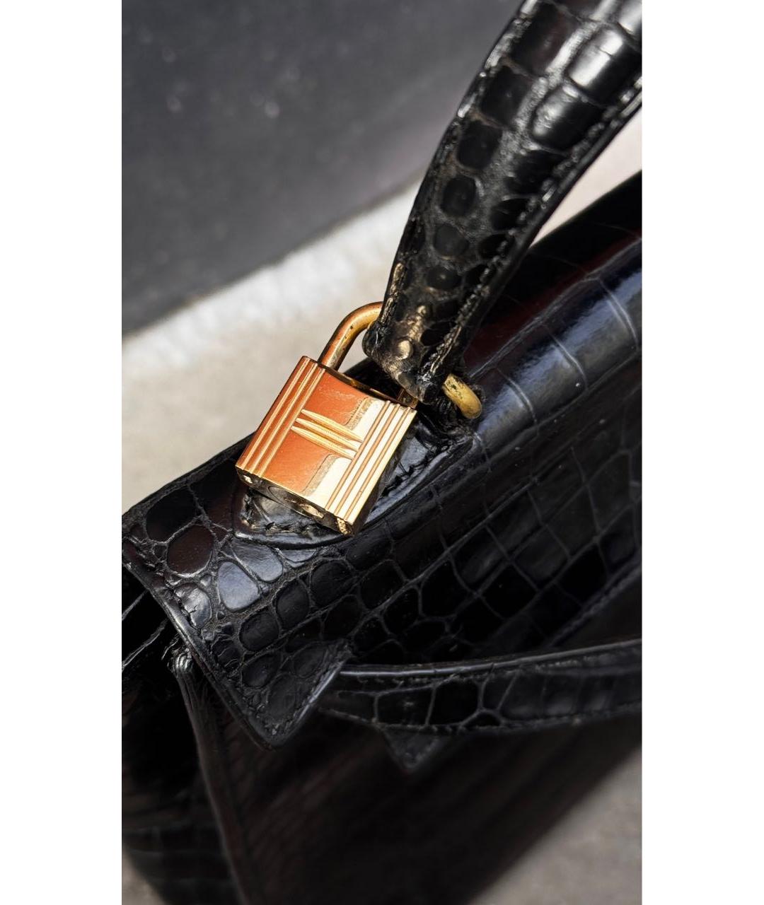HERMES Черная кожаная сумка с короткими ручками, фото 3