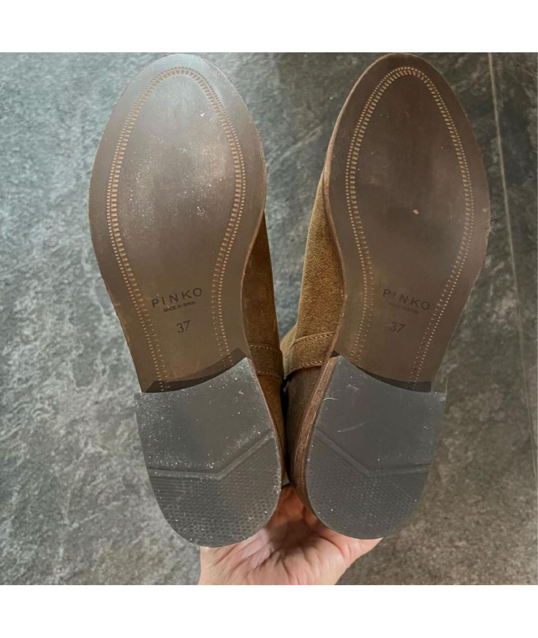 PINKO Коричневые кожаные сапоги, фото 5