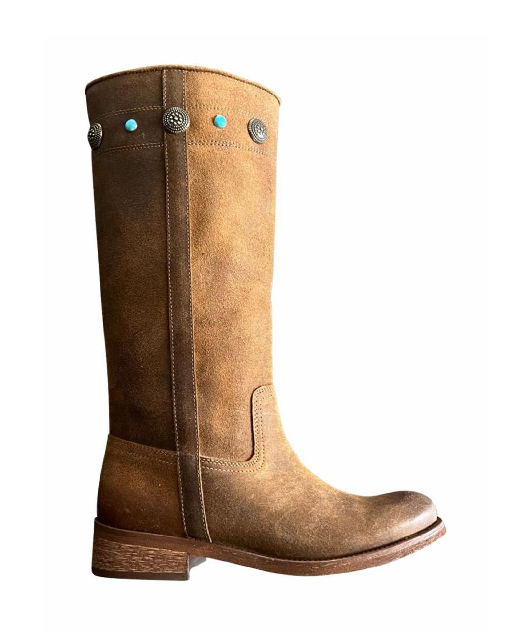 PINKO Коричневые кожаные сапоги, фото 1