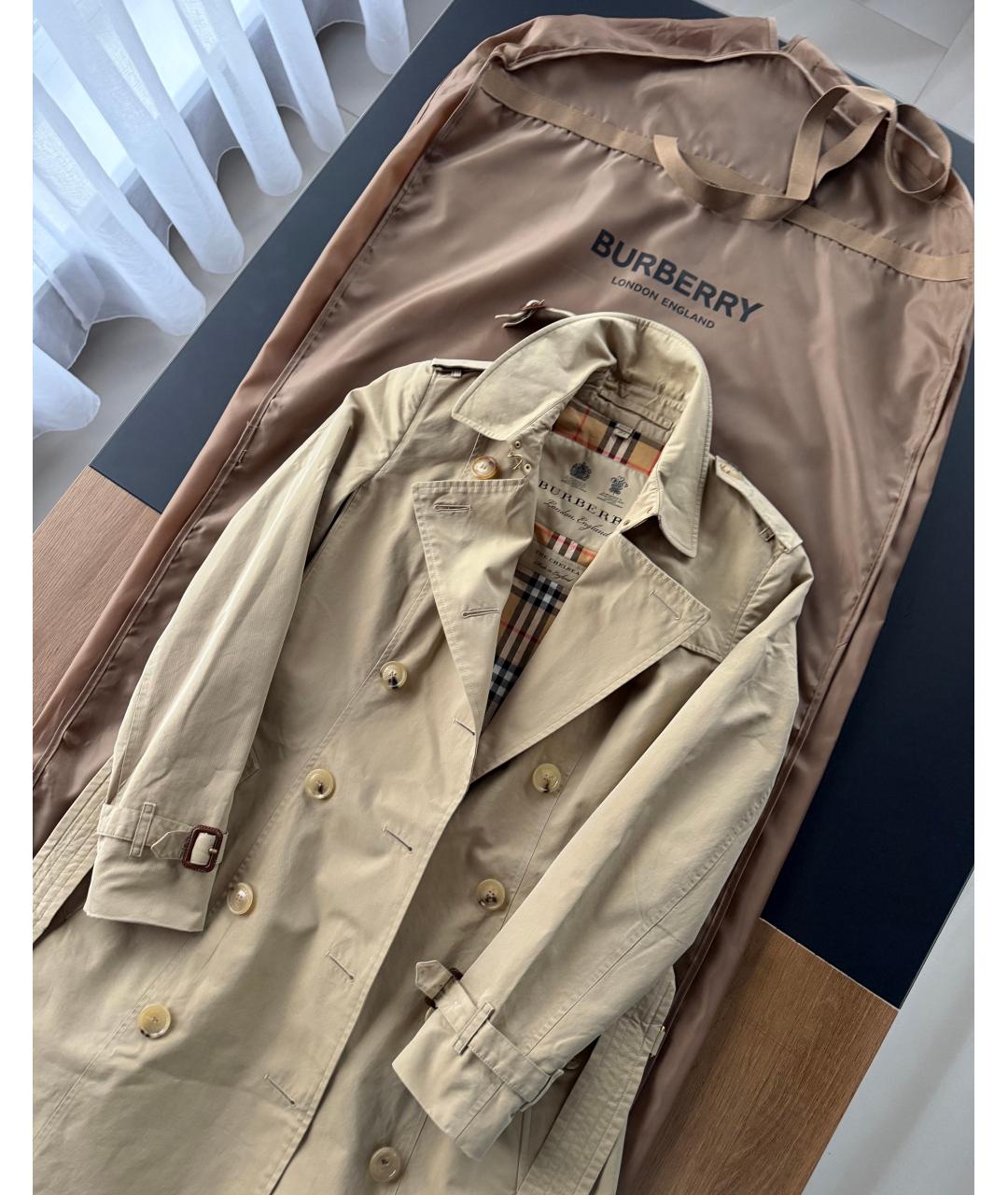 BURBERRY Бежевый хлопковый тренч/плащ, фото 4