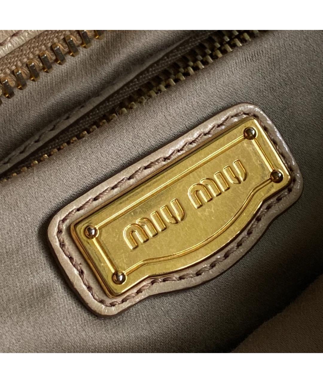 MIU MIU Белая кожаная сумка с короткими ручками, фото 5