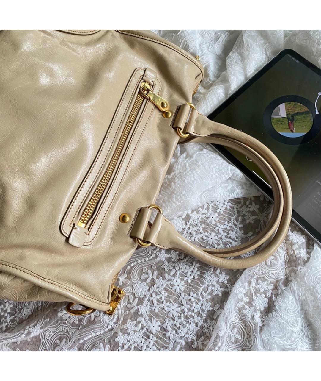 MIU MIU Белая кожаная сумка с короткими ручками, фото 3