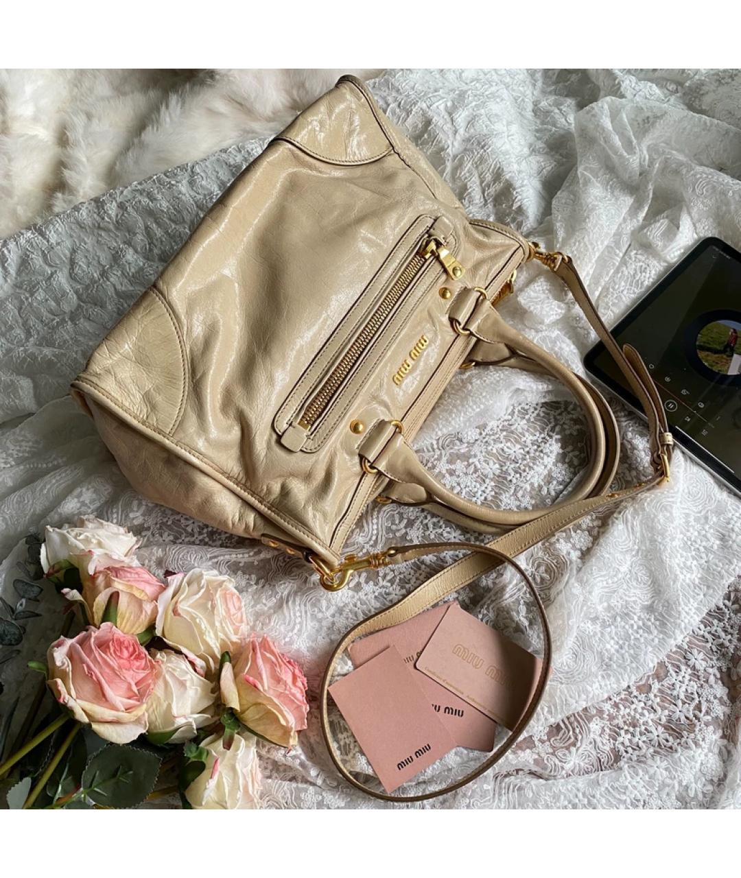 MIU MIU Белая кожаная сумка с короткими ручками, фото 6